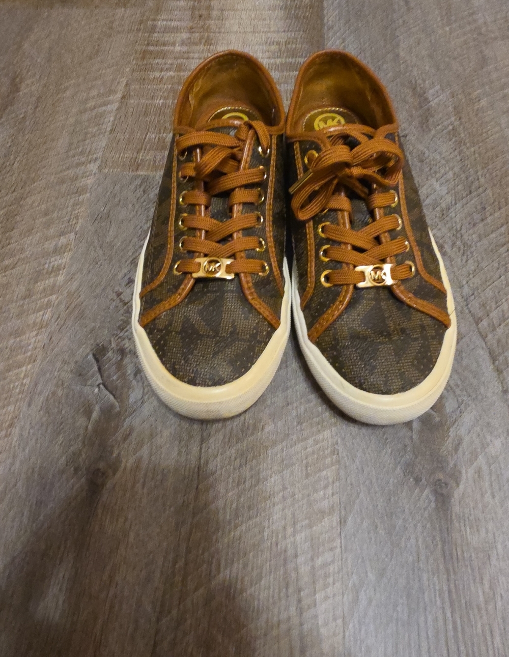 Michael Kors Brown & Tan Monogram Low-Top Sneakers